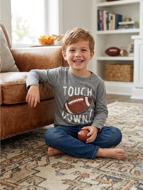 Falls Creek Other - Kids Gray Touchdown Football Graphic Long Sleeve Tee Size 4T